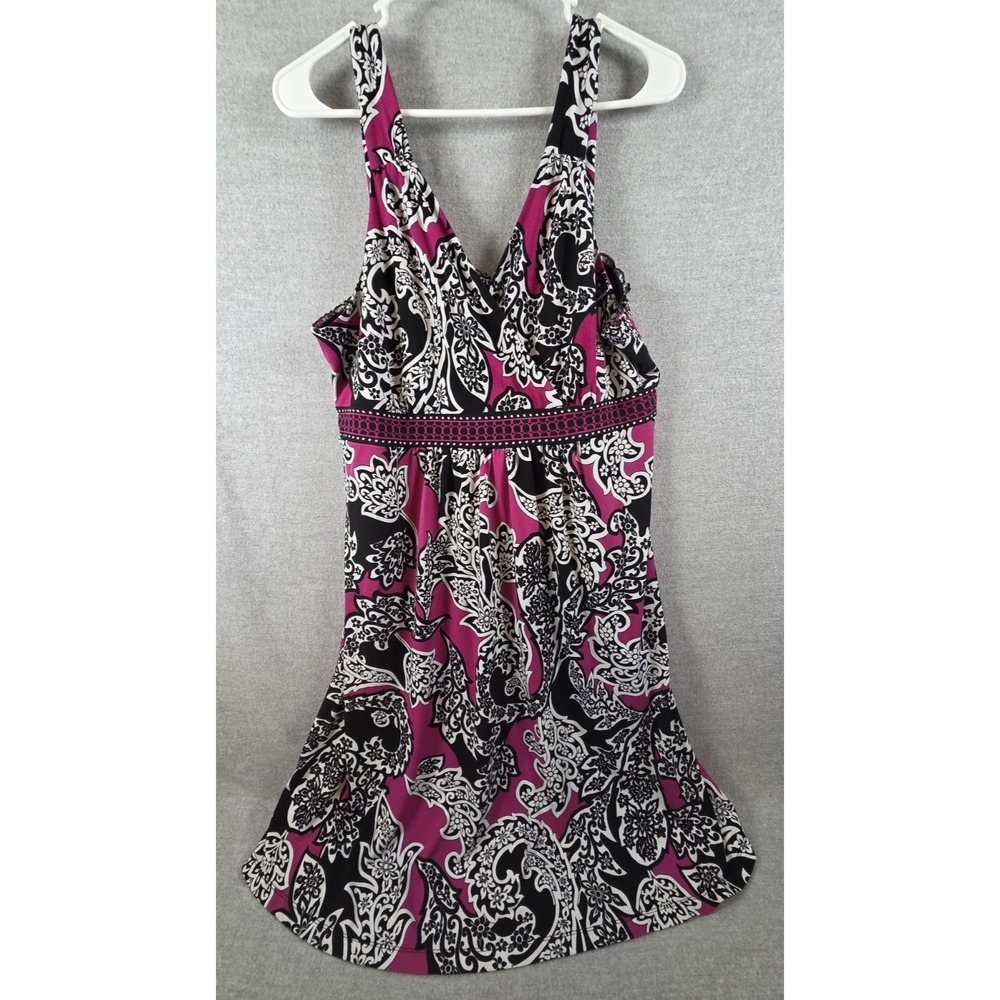 Apt 9 Brand Purple Black Paisley Print Midi Sun Dress‎ XL Whimsigoth A Line Boho